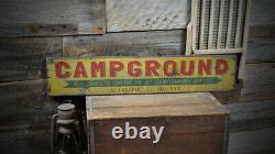 Panneau en bois de camping fabriqué à la main, de style rustique et vintage