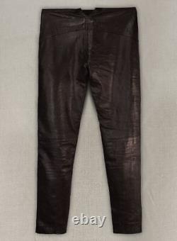 Pantalon de cuir véritable fait à la main pour homme style cowboy Jim Morrison en peau de mouton noire