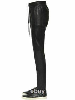 Pantalon en cuir noir à la taille haute pour femmes, ajusté et moderne
