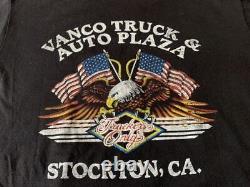 T-shirt vintage avec emblème 3D exclusivement pour les routiers des années 80, fabriqué aux États-Unis, fabriqué aux États-Unis par Harley.
