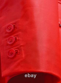 Véritable luxe Nouvelle Veste en cuir rouge pour hommes en cuir d'agneau pur à 2 boutons