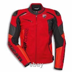 Veste de course en cuir pour homme Ducati Corse C6 Rouge et Noir