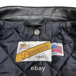 Veste de motard en cuir Schott Perfecto Double Taille 40 Fabriquée aux États-Unis