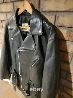 Veste de moto en cuir noir Schott Perfecto, taille 42, fabriquée aux États-Unis, fermeture éclair fabriquée aux États-Unis