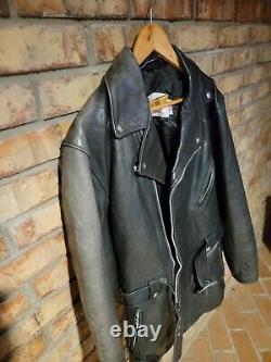 Veste de moto en cuir noir Schott Perfecto, taille 42, fabriquée aux États-Unis, fermeture éclair fabriquée aux États-Unis