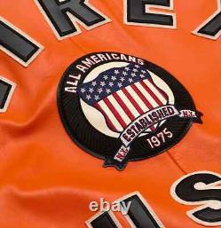 Veste de vol américaine Avirex Orange Bomber en cuir pour homme