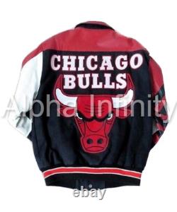 Veste en cuir d'agneau de style varsity pour les fans des Chicago Bulls de la NBA - Disponible en toutes tailles pour hommes