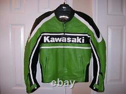 Veste en cuir de vachette unisexe pour motard de course de moto Kawasaki