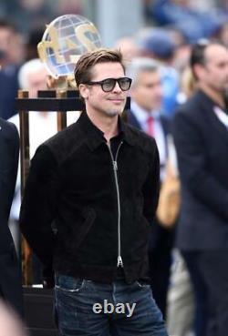 Veste en cuir suédé noir Brad Pitt pour homme - Veste de motard de célébrité S M L XL-145