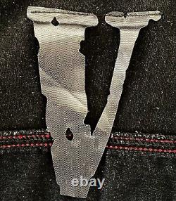 Veste en jean noir VLONE FRIENDS de luxe authentique taille L-XL fabriquée aux États-Unis.