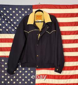 Veste vintage Schaefer Outfitter Western en laine et cuir pour homme taille L fabriquée aux États-Unis