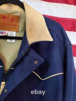Veste vintage Schaefer Outfitter Western en laine et cuir pour homme taille L fabriquée aux États-Unis